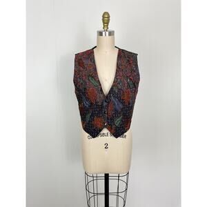 Vintage Beaded‎ Vest Small Medium Match-Ups by Natco Embellished Grunge Floral